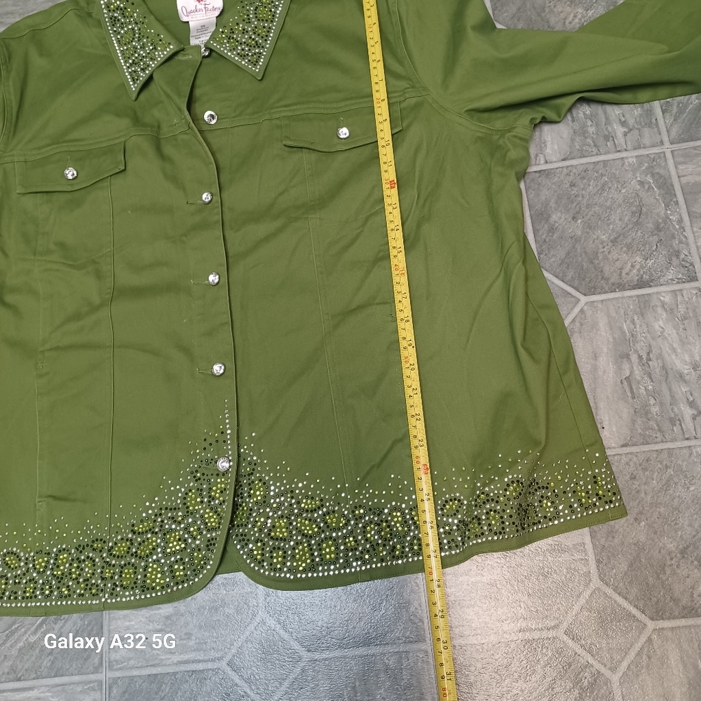 QUAKER FACTORY SIZE 3X Green Embellished Women's Jacket - Picture 10 of 13